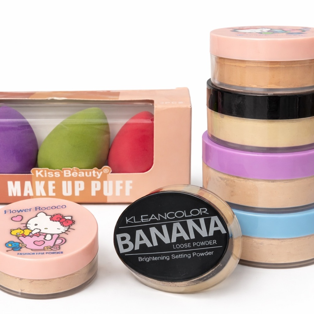 Complete Glow Setting Bundle – Banana Loose Powder, Flower Fix Powder & 3 Puffs